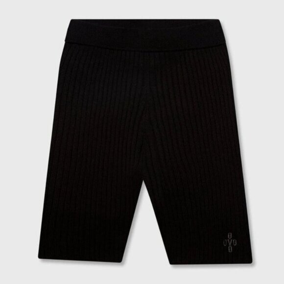 OVO Womens Ribbed Knit Biker Shorts Sz Large Black - Picture 2 of 8